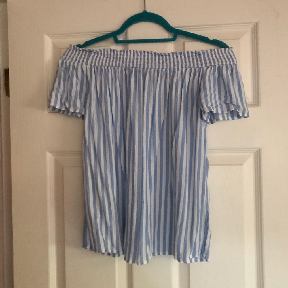 Old navy striped light blue off the shoulder top